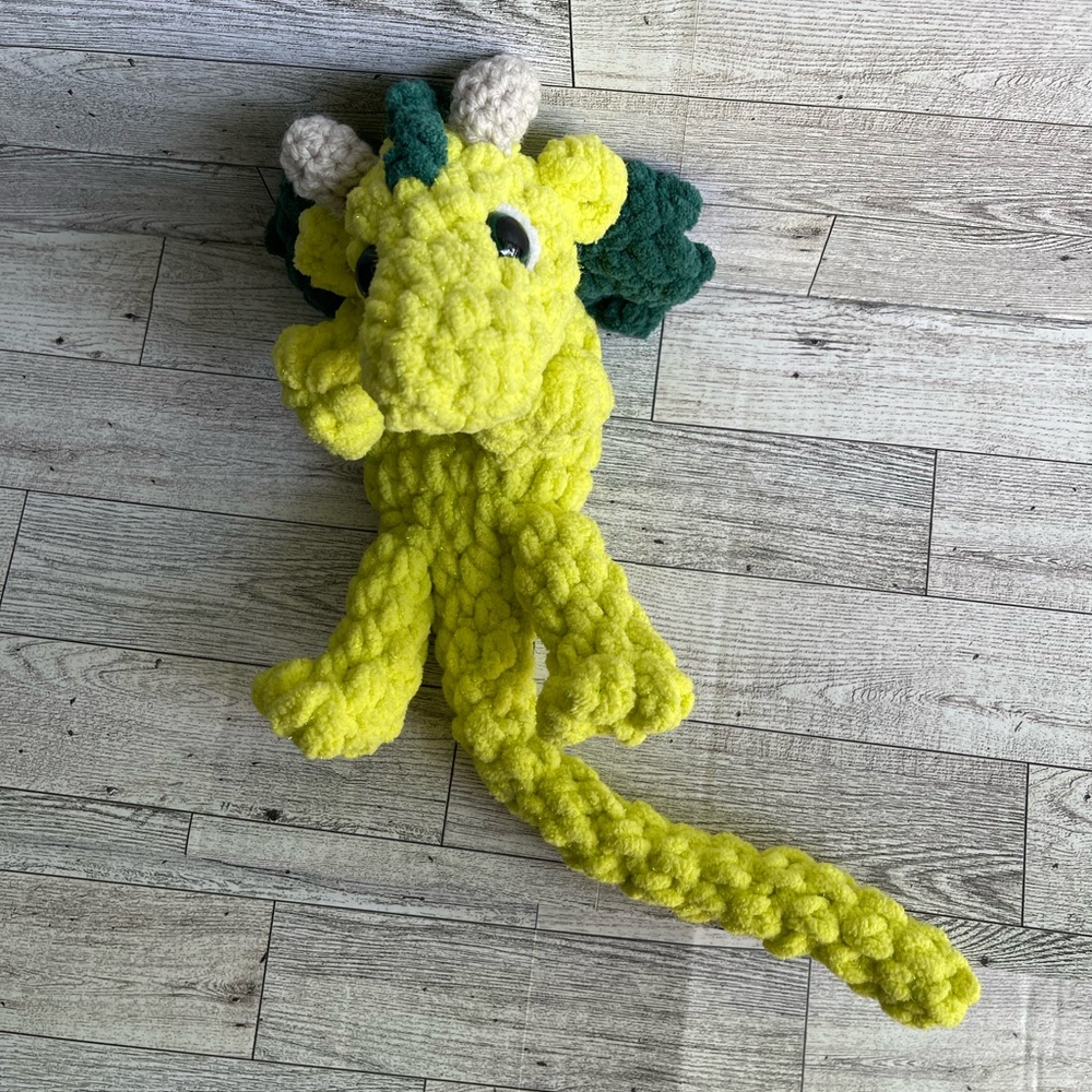 Handmade Yellow Dragon Plush Crochet Toy